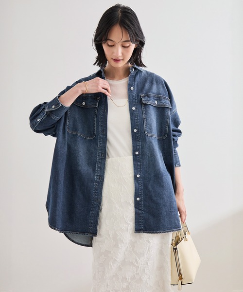 Healthy denim（ヘルシーデニム）の「【Healthy denim(ヘルシーデニム）】Almond/イージーケア（シャツ/ブラウス・レディース・ピンク/ベージュ/ブルー系その他/ブルー系その他4・M）」の3枚目の写真