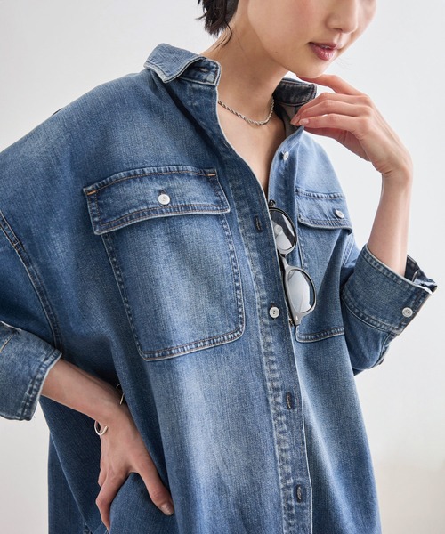 Healthy denim（ヘルシーデニム）の「【Healthy denim(ヘルシーデニム）】Almond/イージーケア（シャツ/ブラウス・レディース・ピンク/ベージュ/ブルー系その他/ブルー系その他4・M）」の5枚目の写真