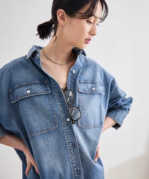 Healthy denim（ヘルシーデニム）の「【Healthy denim(ヘルシーデニム）】Almond/イージーケア（シャツ/ブラウス・レディース・ピンク/ベージュ/ブルー系その他/ブルー系その他4・M）」の22枚目の写真