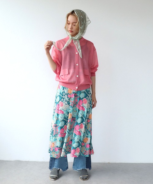 Three Four Time(スリーフォータイム)の「レトロフラワープリントスカート(スカート・レディース・グリーン・FREE)」の8枚目の写真