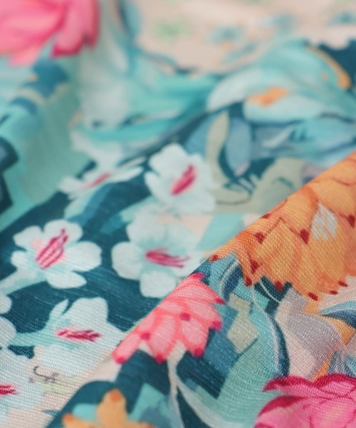 Three Four Time(スリーフォータイム)の「レトロフラワープリントスカート(スカート・レディース・グリーン・FREE)」の2枚目の写真