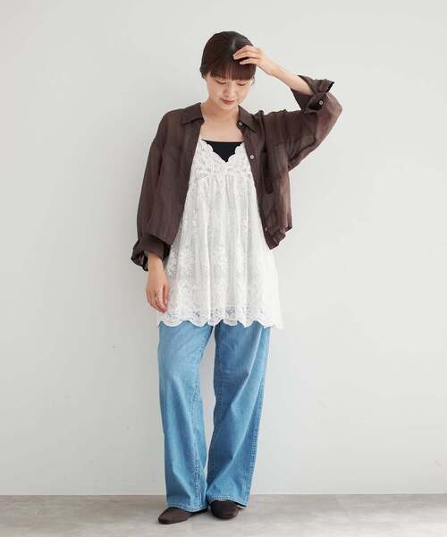 IENA（イエナ）の「ラミーショートシャツ（シャツ/ブラウス・レディース・イエロー/ホワイト/ブラウン/スカイブルー・FREE）」の6枚目の写真