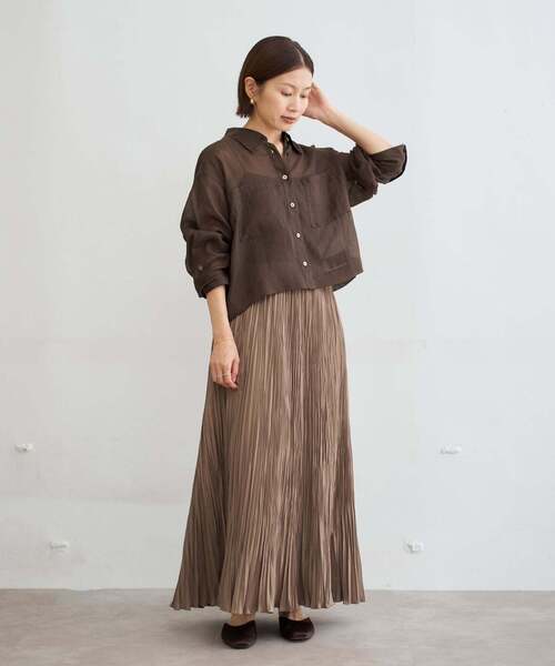 IENA（イエナ）の「ラミーショートシャツ（シャツ/ブラウス・レディース・イエロー/ホワイト/ブラウン/スカイブルー・FREE）」の7枚目の写真