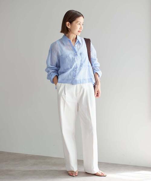 IENA（イエナ）の「ラミーショートシャツ（シャツ/ブラウス・レディース・イエロー/ホワイト/ブラウン/スカイブルー・FREE）」の9枚目の写真