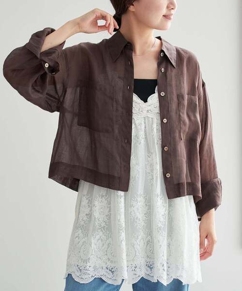 IENA（イエナ）の「ラミーショートシャツ（シャツ/ブラウス・レディース・イエロー/ホワイト/ブラウン/スカイブルー・FREE）」の17枚目の写真