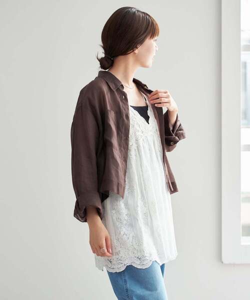 IENA（イエナ）の「ラミーショートシャツ（シャツ/ブラウス・レディース・イエロー/ホワイト/ブラウン/スカイブルー・FREE）」の19枚目の写真