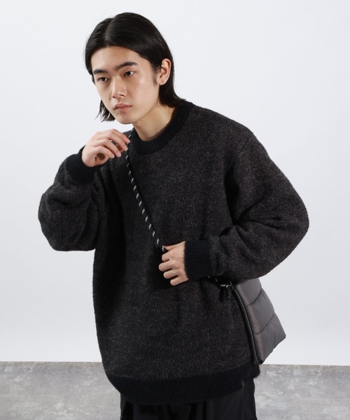 BAYFLOW(ベイフロー)の「リバーシブルシャギープルオーバー / シャギーニット(ニット/セーター・メンズ・ブラック/ベージュ/パープル・FREE)」の1枚目の写真