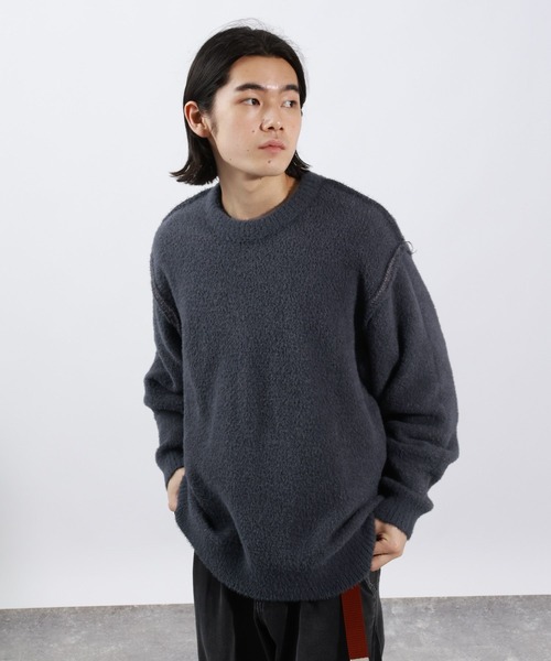 BAYFLOW(ベイフロー)の「リバーシブルシャギープルオーバー / シャギーニット(ニット/セーター・メンズ・ブラック/ベージュ/パープル・FREE)」の17枚目の写真