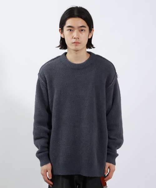 BAYFLOW(ベイフロー)の「リバーシブルシャギープルオーバー / シャギーニット(ニット/セーター・メンズ・ブラック/ベージュ/パープル・FREE)」の5枚目の写真