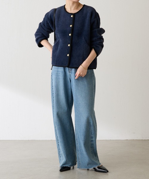 COLLAGE GALLARDAGALANTE（コラージュガリャルダガランテ）の「ミニシャギーカーディガン（カーディガン/ボレロ・レディース・ベージュ/ネイビー/グリーン・FREE）」の6枚目の写真