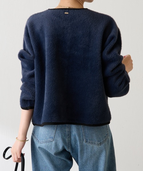 COLLAGE GALLARDAGALANTE（コラージュガリャルダガランテ）の「ミニシャギーカーディガン（カーディガン/ボレロ・レディース・ベージュ/ネイビー/グリーン・FREE）」の4枚目の写真