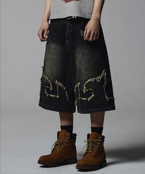 NOT4NERD（ノットフォーナード）の「NOT4NERD/ノットフォーナード/Flame Denim Shorts（デニムパンツ・メンズ・ブラック/ブルー・L/XL）」の5枚目の写真