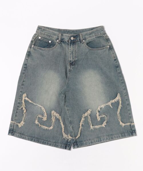 NOT4NERD（ノットフォーナード）の「NOT4NERD/ノットフォーナード/Flame Denim Shorts（デニムパンツ・メンズ・ブラック/ブルー・L/XL）」の4枚目の写真