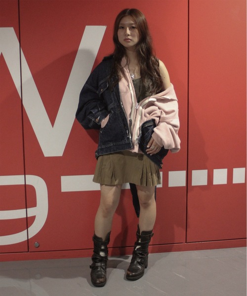 amok(アモク)の「TWO-IN-ONE SWEAT(パーカー・メンズ・ピンク/ブラック・S/L/M)」の19枚目の写真