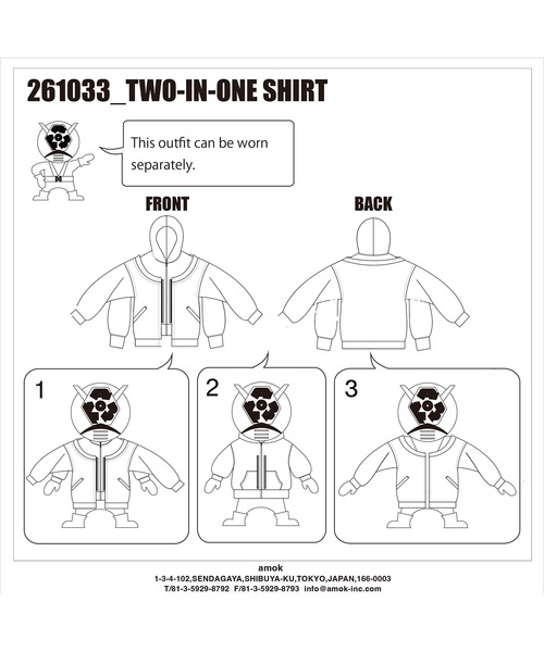 amok(アモク)の「TWO-IN-ONE SWEAT(パーカー・メンズ・ピンク/ブラック・S/L/M)」の11枚目の写真