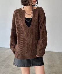 PAGEBOY | WEB限定/ケーブルVネックプルオーバー(ニット/セーター)