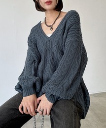 ＜自宅で洗える！＞WEB限定/ケーブルVネックプルオーバー