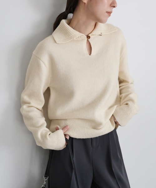 mocaページ セール】ボタンデザインハイネックニット（ニット/セーター）｜select