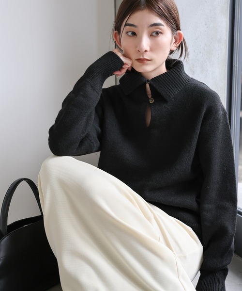 セール】ボタンデザインハイネックニット（ニット/セーター）｜select