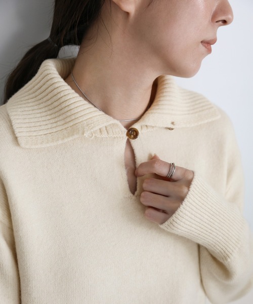 セール】ボタンデザインハイネックニット（ニット/セーター）｜select
