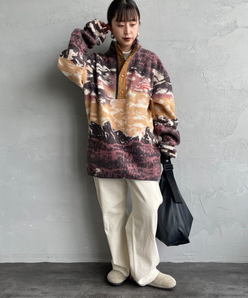 Columbia（コロンビア）の「[Columbia/コロンビア] ヘルベディア Ⅱ プリントハーフスナップフリース（その他アウター・レディース・ブルー/キャメル・S/M）」の6枚目の写真