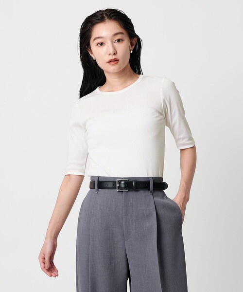 MARW UNITED ARROWS（マルゥ ユナイテッドアローズ）の「＜MARW UNITED ARROWS＞コットン フライス 5分袖 カットソー‐接触冷感‐（Tシャツ/カットソー・レディース・ブラック/ネイビー/ホワイト/モカ・FREE）」の2枚目の写真