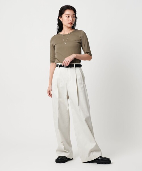 MARW UNITED ARROWS（マルゥ ユナイテッドアローズ）の「＜MARW UNITED ARROWS＞コットン フライス 5分袖 カットソー‐接触冷感‐（Tシャツ/カットソー・レディース・ブラック/ネイビー/ホワイト/モカ・FREE）」の8枚目の写真