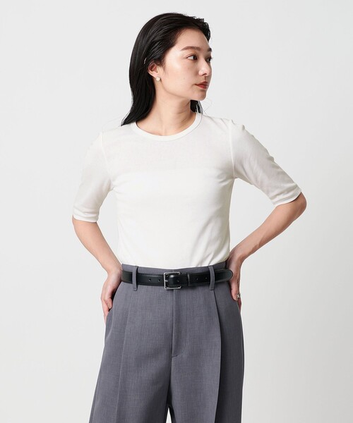 MARW UNITED ARROWS（マルゥ ユナイテッドアローズ）の「＜MARW UNITED ARROWS＞コットン フライス 5分袖 カットソー‐接触冷感‐（Tシャツ/カットソー・レディース・ブラック/ネイビー/ホワイト/モカ・FREE）」の10枚目の写真