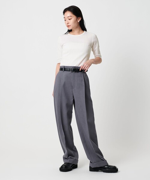 MARW UNITED ARROWS（マルゥ ユナイテッドアローズ）の「＜MARW UNITED ARROWS＞コットン フライス 5分袖 カットソー‐接触冷感‐（Tシャツ/カットソー・レディース・ブラック/ネイビー/ホワイト/モカ・FREE）」の12枚目の写真