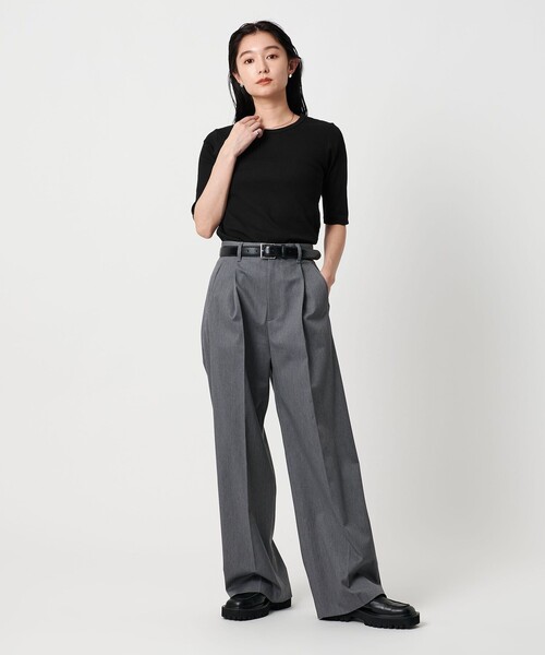 MARW UNITED ARROWS（マルゥ ユナイテッドアローズ）の「＜MARW UNITED ARROWS＞コットン フライス 5分袖 カットソー‐接触冷感‐（Tシャツ/カットソー・レディース・ブラック/ネイビー/ホワイト/モカ・FREE）」の15枚目の写真