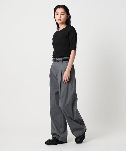 MARW UNITED ARROWS（マルゥ ユナイテッドアローズ）の「＜MARW UNITED ARROWS＞コットン フライス 5分袖 カットソー‐接触冷感‐（Tシャツ/カットソー・レディース・ブラック/ネイビー/ホワイト/モカ・FREE）」の16枚目の写真