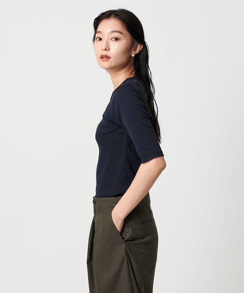 MARW UNITED ARROWS（マルゥ ユナイテッドアローズ）の「＜MARW UNITED ARROWS＞コットン フライス 5分袖 カットソー‐接触冷感‐（Tシャツ/カットソー・レディース・ブラック/ネイビー/ホワイト/モカ・FREE）」の17枚目の写真