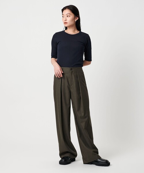 MARW UNITED ARROWS（マルゥ ユナイテッドアローズ）の「＜MARW UNITED ARROWS＞コットン フライス 5分袖 カットソー‐接触冷感‐（Tシャツ/カットソー・レディース・ブラック/ネイビー/ホワイト/モカ・FREE）」の19枚目の写真