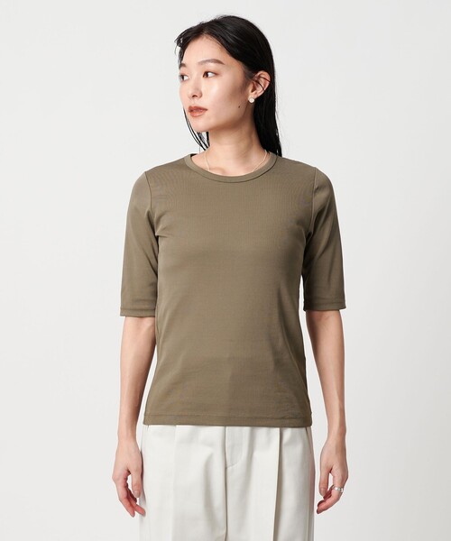 MARW UNITED ARROWS（マルゥ ユナイテッドアローズ）の「＜MARW UNITED ARROWS＞コットン フライス 5分袖 カットソー‐接触冷感‐（Tシャツ/カットソー・レディース・ブラック/ネイビー/ホワイト/モカ・FREE）」の21枚目の写真