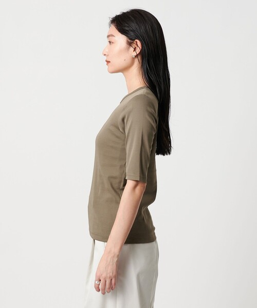 MARW UNITED ARROWS（マルゥ ユナイテッドアローズ）の「＜MARW UNITED ARROWS＞コットン フライス 5分袖 カットソー‐接触冷感‐（Tシャツ/カットソー・レディース・ブラック/ネイビー/ホワイト/モカ・FREE）」の22枚目の写真