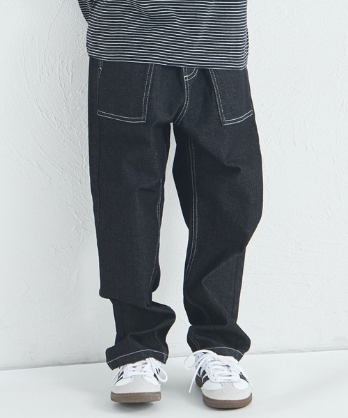 pairmanon（ペアマノン）の「【ストレッチ】まいにちテーパードデニムパンツ（デニムパンツ・キッズ・インディゴブルー/ライトブルー/ブラック/ブラック系その他・90/100/110/120/130/140/150）」の2枚目の写真