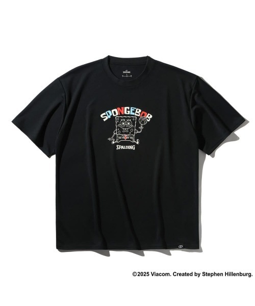 SPALDING(スポルディング)の「【SPALDING/スポルディング】Tシャツ スポンジ・ボブ パペット/プリント・UVカット(Tシャツ/カットソー・メンズ・ブラック/ホワイト・LARGE/MEDIUM)」の2枚目の写真