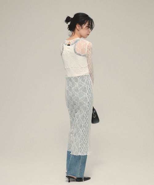 eL（エル）の「【eL】Lace Tight One-piece LS/586797（ワンピース・レディース・ブラック/オフホワイト・FREE）」の11枚目の写真