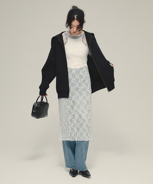 eL（エル）の「【eL】Lace Tight One-piece LS/586797（ワンピース・レディース・ブラック/オフホワイト・FREE）」の7枚目の写真