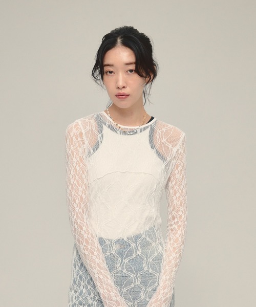 eL（エル）の「【eL】Lace Tight One-piece LS/586797（ワンピース・レディース・ブラック/オフホワイト・FREE）」の20枚目の写真