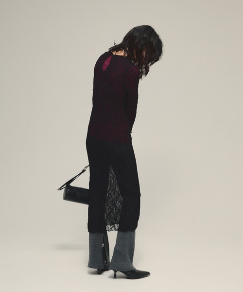 eL（エル）の「【eL】Lace Tight One-piece LS/586797（ワンピース・レディース・ブラック/オフホワイト・FREE）」の13枚目の写真