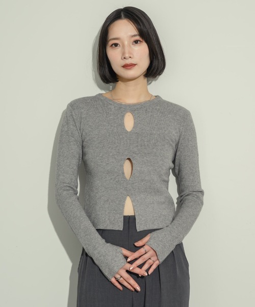 トップス nun_ NEUNA（ヌナ）の「フロントオーバルニットトップス（ニット/セーター