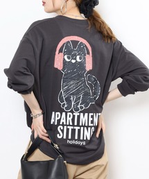 BF2 select CAT 猫刺繍 プリントロングスリーブT