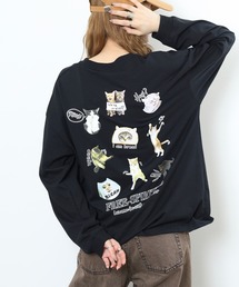 BF2 select CAT 猫刺繍 プリントロングスリーブT