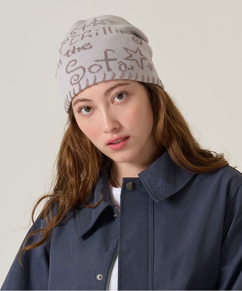 TINA：JOJUN（ティーナジョジュン）の「ステッチ入り オリジナル柄 ビーニー TINA：JOJUN（ニットキャップ/ビーニー・レディース・ネイビー/グレー・F）」の2枚目の写真