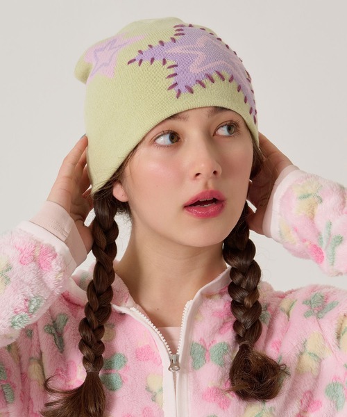 ステッチ入り オリジナル柄 ビーニー TINA：JOJUN（ニットキャップ