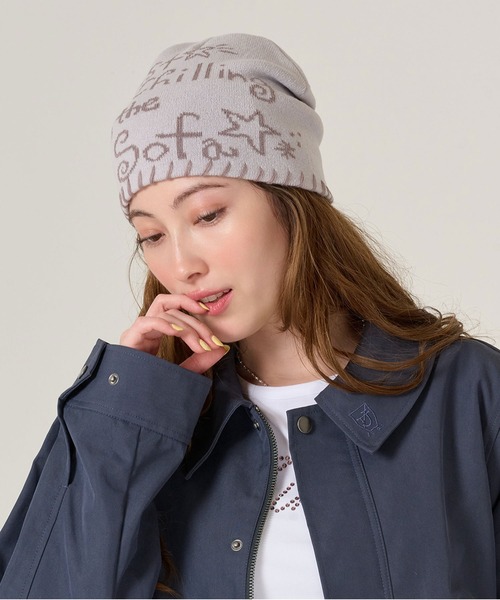 TINA：JOJUN（ティーナジョジュン）の「ステッチ入り オリジナル柄 ビーニー TINA：JOJUN（ニットキャップ/ビーニー・レディース・ネイビー/グレー・F）」の4枚目の写真