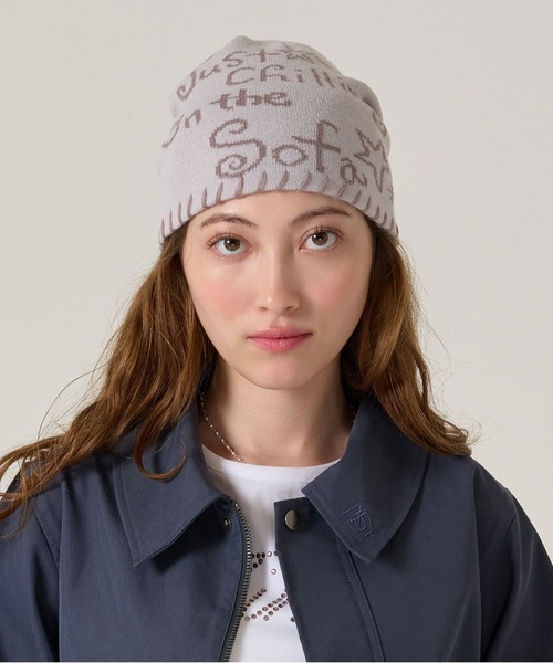 TINA：JOJUN（ティーナジョジュン）の「ステッチ入り オリジナル柄 ビーニー TINA：JOJUN（ニットキャップ/ビーニー・レディース・ネイビー/グレー・F）」の6枚目の写真