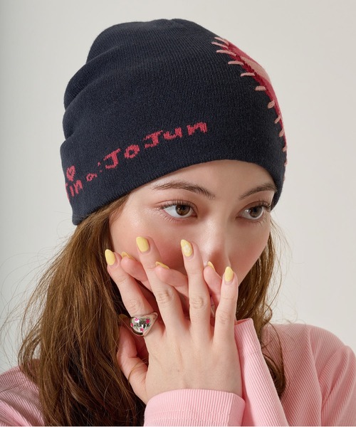 ステッチ入り オリジナル柄 ビーニー TINA：JOJUN（ニットキャップ