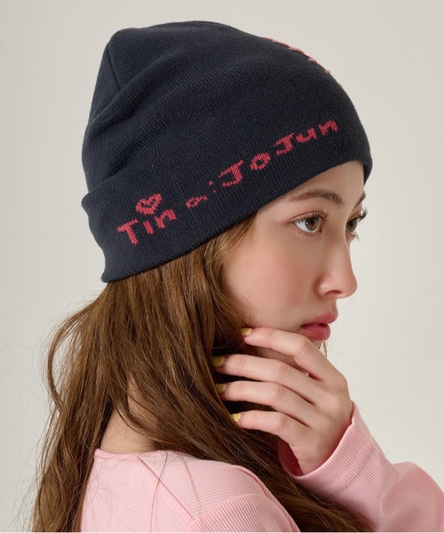 ステッチ入り オリジナル柄 ビーニー TINA：JOJUN（ニットキャップ
